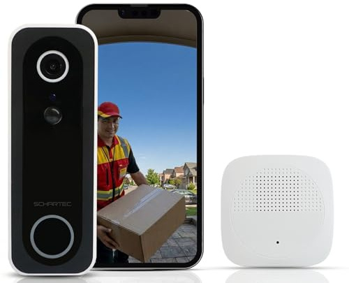 Schartec Smarte Video-Türklingel WLAN – 4MP Überwachungskamera Außen, Akku 5200mAh, PIR & Personenerkennung, 2-Wege-Audio, Nachtsicht 10m, Alexa & Google kompatibel