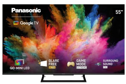 Panasonic TN-55W92C, 4K QD-Mini LED, Glare Free Ultra, Google TV, Smart TV | AI 4K Colour Engine Pro, Surround Sound Pro, Google Assistant, Game Mode Extreme 144 Hz, 55 (139cm), W92C Serie 2026