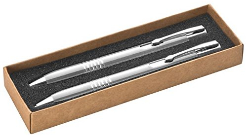 CrisMa Metall Kugelschreiber Kuli Druckbleistift Schreibset grau 2tlg