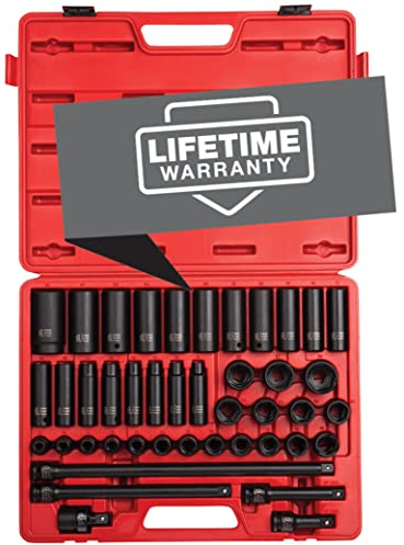 Sunex, 2569, Juego de llaves de impacto de 1/2 pulgada, 43 piezas, métricas, 9-30 mm, estándar/profundo, aleación de acero al cromo molibdeno, diseño de esquina radial, caja de almacenamiento