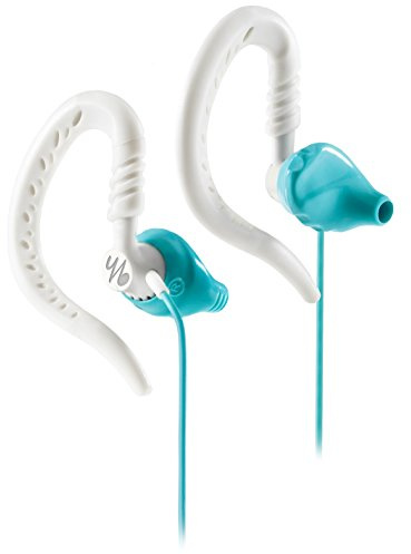 JBL Yurbuds Focus 200 Behind-the-Ear Sport Kopfhörer (Flexiblem Ohrbügel, TwistLock Technologie, QuikClik-Magneten für Gewirrfreie Kabel, Kompatibel mit Smartphones/Tablets/MP3 Geräten) aqua/weiß