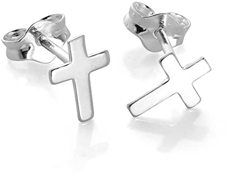 Klein 925 Sterlingsilber Kreuz Ohrstecker