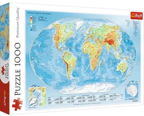 Trefl 10463 Puzzle, Weltkarte, 1000 Teile, Premium Quality, für Kinder ab 12 Jahren, Farbig