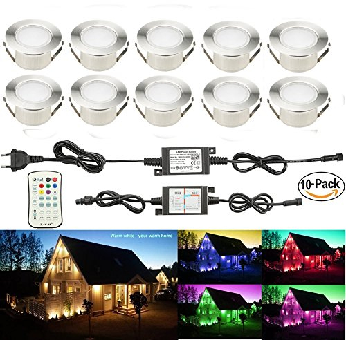 SUBOSI RGBWW (4 in 1) 1.2W LED Bodeneinbauleuchten Ø61mm Einbaustrahler LED DC12V Boden Licht IP67 Wasserdicht Einbauleuchten Außen Terrasse Garten Spots außenbereich