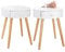 WOLTU Nachttisch 2er Set Nachtkommode Nachtschrank Beistelltisch Sofatisch, mit Schublade, mit Beinen, Holz, MDF, Weiß, 38x38x48cm(BxTxH), TS51ws-2