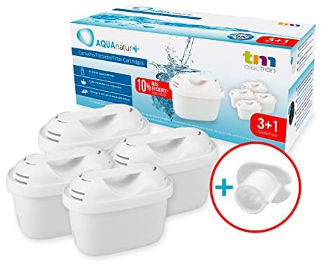 TM Electron TMFIL004+ Pack de 4 a 8 Meses compatibles con Las jarras Brita Maxtra+, 1 Filtro purifica de 100 a 200 litros de Agua, Blanco, 4 Unidades