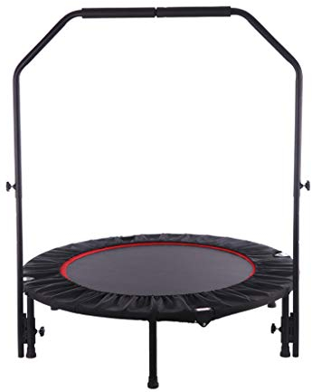 Boden Trampolin Outdoor Indoor Bungee Sport Jumping Fitness 42 faltbares Rebounder-Trampolin für Erwachsene Fitness-Heimtrampolin mit verstellbarem Griff | Tragfähigkeit 300 kg | Stretch-Sprungmatt