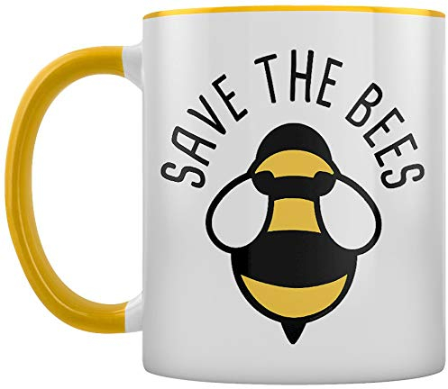 Grindstore Kaffeebecher Save The Bees Yellow Innen gelb gefärbt weiß