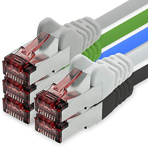 1CONN Cat6 Netzwerkkabel 5 X 2m Color 5-2 Ethernetkabel Lankabel Cat6 Lan Netzwerk Kabel Sftp Pimf Patchkabel 1000 Mbit s