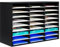 PAG 27 Compartments Office Countertop Letter File Tray, Wooden A4 Paper Storage Organiser Desk Trays Stackable for Office Home School,Black&White