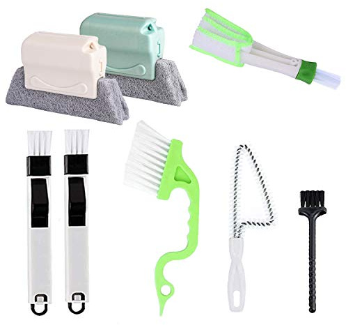 8 Pcs Hand-held Groove Gap Cleaning Tools,Door Window Track Cleaning Tools Groove Corner Crevice Cleaning Brushes for Sliding Door/Tile Lines/Shutter/Car Vents/Air Conditioner/Keyboard