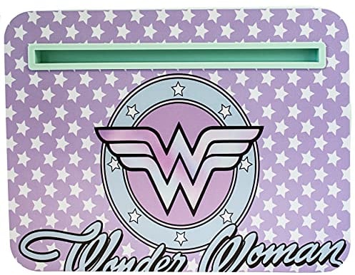 Wonderwoman Laptop Lap Desk, Compact Portable Work Tray with Cushion, Phone and Tablet Holder, Merchandise, Polyester/MDF, Wonder Woman