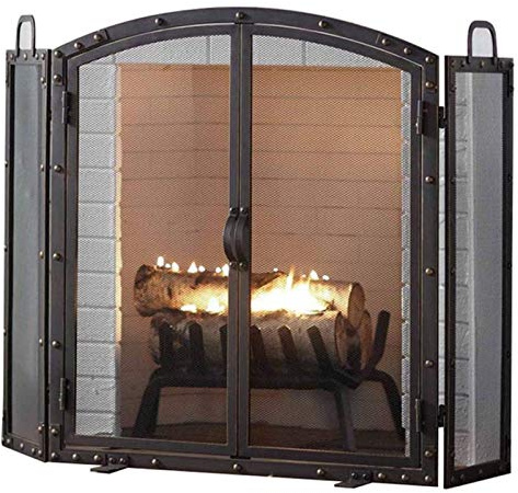 FUFU Mesh Fireplace Screen Heavy Duty Steel 3 Panel Fire Screen Spark Guard Safety Barrier | Fireplace Screen | Fireplace Fence | Hearth Gate | Baby Safety Proof Guard | Pet Dog Cat Christmas Tree Fen