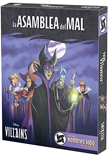 Asmodee Die Versammlung des Bösen, Brettspiel der versteckten Rollen | Mit Disney-Schurken, basierend auf den Werwölfen von Castroblack, ab 10 Jahren, 6 bis 12 Spieler, 30 Minuten, Spanisch