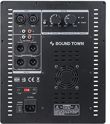 Sound Town Class-D Plate Amplifier for PA DJ Subwoofer Cabinets, 700W RMS, w/High-Pass Filter Outputs (STPAS-G800)
