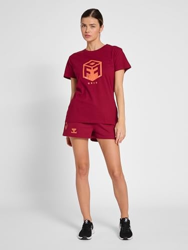 hummel Damen Hmloffgrid Cotton Jersey S/S Wo T Shirt, Rhubarb/Nasturtium, XL EU