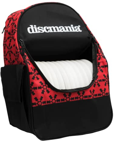 Discmania Fanatic Go Rucksack Disc Golf Rucksack - 13-18 Disc Main Storage Plus Deep Putter Pocket - 907.2 g Flaschenhalter, Wasserabweisende Discgolftasche, rot, Einheitsgröße, Discgolf
