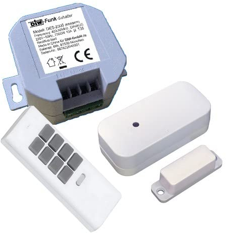 DIW-Funk EINBAU-Abluftsteuerung PA-523 SPARSET Funk Fensterkontaktschalter DFM-2000 + Einbauschalter DES-2300 für Dunstabzugshauben + DHS-12 Funk Handsender