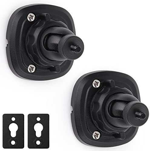 Mippko 2 Pack Speaker Wall Mount Holder for 1/4-20 Threaded Keyhole,2 Pack Adaptors Compatible with Non 1/4-20 Threaded Screw Holes,360°Rotation Adjustment Aluminum Alloy Mount,Black