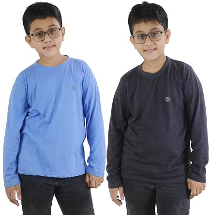 Bahob® 2 Pack Boys Long Sleeve T-Shirt Top Children's Round Neck Long-Sleeve T-Shirt Soft Cotton 3-14 Years (BFTS-51-B 11-12 Years)
