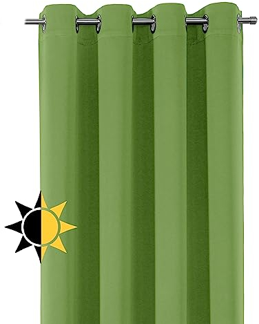 BEAUTEX Verdunkelungsgardine mit Ösen, Blackout Ösenschal Blickdicht abdunkelnd, Größe und Farbe wählbar (Breite: 140 cm, Höhe: 225 cm, Apfelgrün)