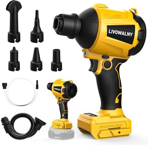 LIVOWALNY Cordless Dust Blower Compatible with Dewalt 20V Battery, Leaf Blower Brushless Handheld Sawdust Blower 447 MPH/39 CFM for Garages, Sawmill Room, Workshop Cleaning (No Battery)