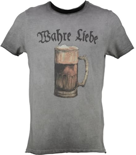 Hangowear T-Shirt Wahre Liebe grau Kurzarm, Gr.M Herren