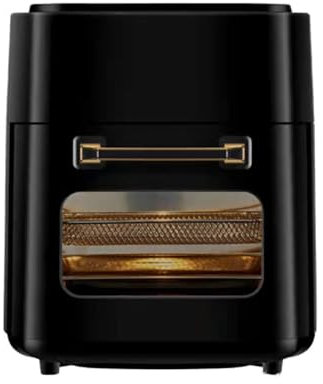 HYQFSAD 1400W Toaster Oven with Steam, Toast, Air Fry, Bake, 15L Convection Oven Stainless Steel, Digital Touchscreen, household transparent large capacity electric oven (Color : Black)