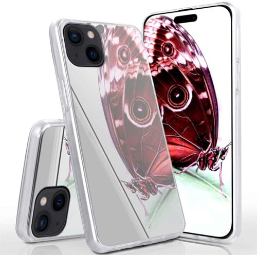 moex Mirror Case für iPhone 15 Plus Hülle mit Spiegel und erweitertem Kantenschutz aus Silikon, Handyhülle verspiegelte Rückseite, Stylische Handy Schutzhülle dünn, Silber