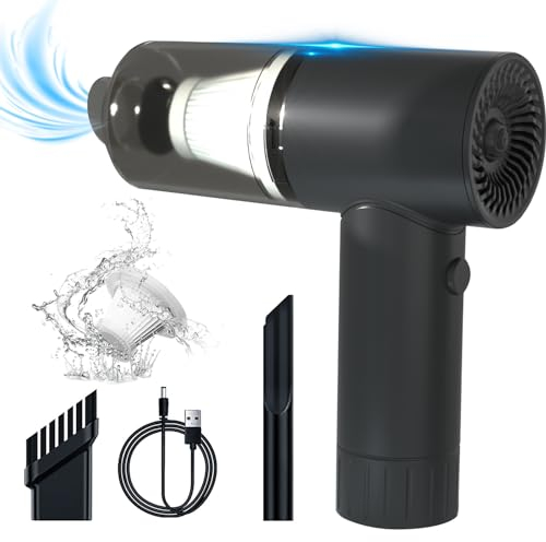 Xllent Handstaubsauger Kabellos Handsauger Kabellos 6000PA,Mini Autostaubsauger mit Typ-C-Aufladung 30min Laufzeit,HEPA-Filterung,Leicht Tragbarer Akku-Staubsauger für Küche, Auto,Flüssigkeit