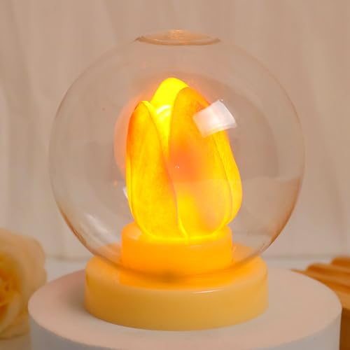 Recitem Tulpe LED Flammenlose Kerze, 1/4 Stück Batteriebetriebene Tulpe LED-Kerzen, Echtes Wachs Flammenlose Säulenkerzenfür Bad Deko, Deko Wohnzimmer, Tischdeko Wohnzimmer (Stil 2)