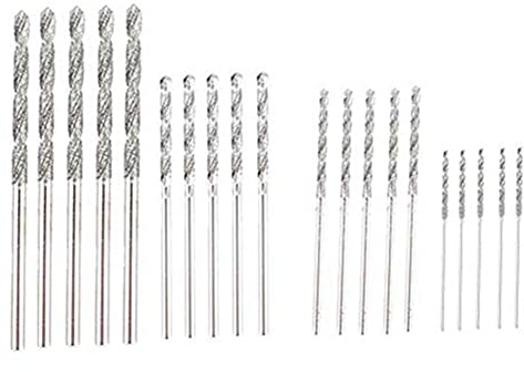 Osmond Juego de 20 brocas de diamante de 4 tamaños, 1 mm, 1,5 mm, 2 mm, 2,5 mm, punta , playa, mar, conchas de cristal