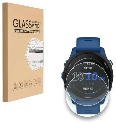 HYGMOCC Protecteur d’écran pour Garmin Forerunner 255/255 Music 46mm Smartwatch Film en verre trempé, dureté 9H, anti-rayures, haute définition, sans bulles (2 pièces)