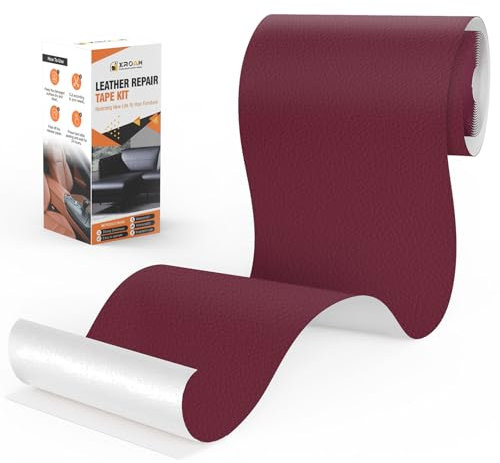 Xroam Kunstleder Selbstklebend, 12x160 cm Weinrot Leder Reparatur Patch, Lederflicken Selbstklebender, Kunstleder Reparaturset, Leder Patch Selbstklebend für Sofa, Autositze, Taschen, Jacken