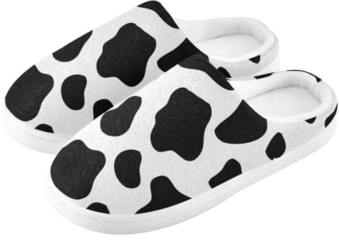 Ksajwzf Hausschuhe aus Kuhfell für Damen und Herren, Tierhaut, Hausschuhe, Hausschuhe, Socken, Hausschuhe, Schlafzimmer, Reiseschuhe, Schwarz / Weiß, multi, 47/48 EU