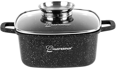 MASTERPAN Pentola/ciotola quadrata con rivestimento antiaderente marmorizzato, 24 cm, MP2103