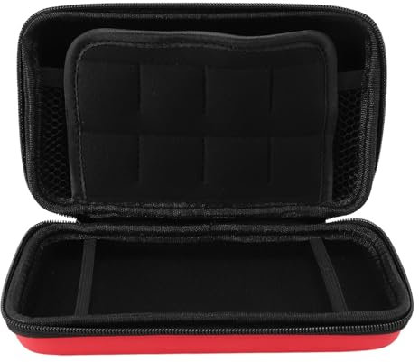 Tragetasche für 3DS New 3DS XL und New 2DS XL, Hartschalen Reisetasche mit Super NES Edition Design, 8 Game Slot Innentasche (Rot)