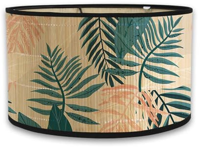 FANSU Abat-Jour En Abat, Forêt Tropicale Humide Jour Tambour Vintage Abat, Abat-jour de Lampe de Table Lampadaire de Table Plafond Lustre Abat-Jour Décoration (30 * 20cm,Feuilles étroites)