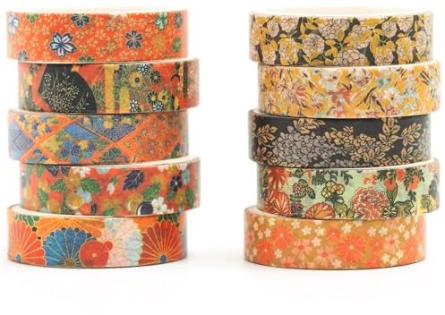 Songdao10 Rollen Ukiyo-e Stil Washi Tape Set Japanisches Kyoto Klebeband Papier Dekorativ Masking Tape Klebeband Bunt für Scrapbooking Handwerk Handwerk (Artisan Spirit)