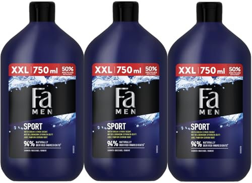 FA Duschgel Men Sport (3x 750 ml), erfrischende Duschpflege mit dem vitalisierend-frischen Duft von grünem Zitrus, milde Formel