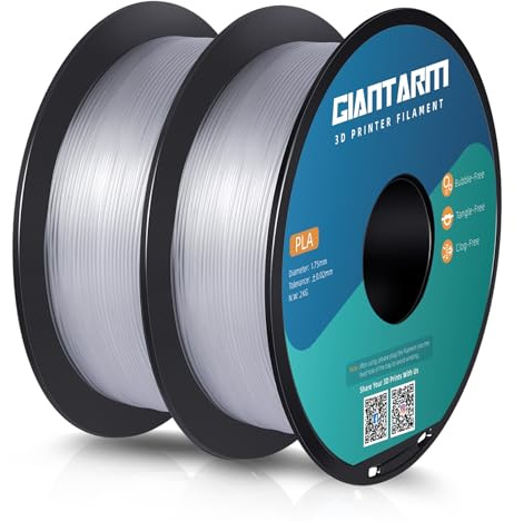 GIANTARM PLA-Filament 1,75 mm, PLA-Filament für 3D-Druck 1 kg 1 Spule, PLA 2 Stück, Transparent