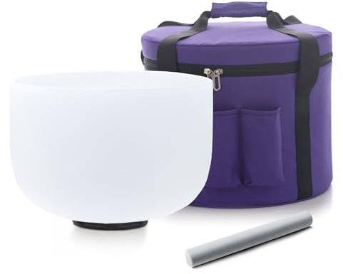 Hye-eun 14 Inch Large Crystal Singing Bowl, F Note 432hz Heart Chakra Bowl with Carrying Case for Yoga Meditation Sound Healing Energy Yoga, Spiritual