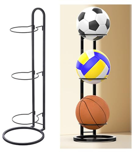 Wanfoou Ball Storage Rack, Ball Storage Rack, 3 Tier Layer Ball Stand Football Rack Sports Equipment Storage Organizer Removable Football Stand, Vertical Ball Storage Rack, Ball Stand for Home Gym
