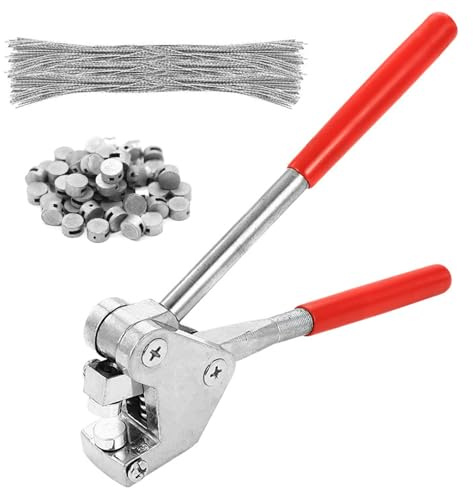 Set di pinze per sigillo, 165 mm, con 60 sigilli e filo di piombo, per contatori elettrici, contatore del gas, robusta pinza in plastica di colore rosso, strumento di tenuta professionale con