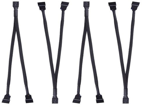 RLMVGBX 4 Pack 1-to-2 PWM Fan Splitter Cables 26cm Braided 3/4 Pin Fans
