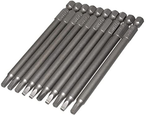 Juego de brocas de destornillador, 100 mm, brocas magnéticas fuertes SQ2, brocas cuadradas de acero 1/4 vástago, 10 piezas