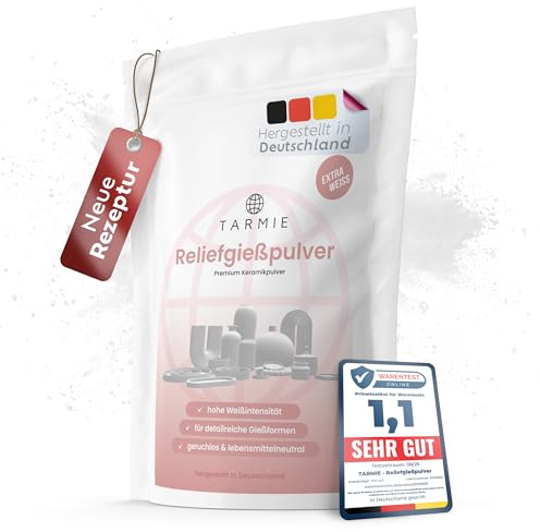 TARMIE Reliefgießpulver – Modelliermasse lufttrocknend I Gips zum gießen I Silikonformen Gießformen I Gießpulver I weiß, 1kg, für DIY-Kreativprojekte zum Modellieren & Gießen