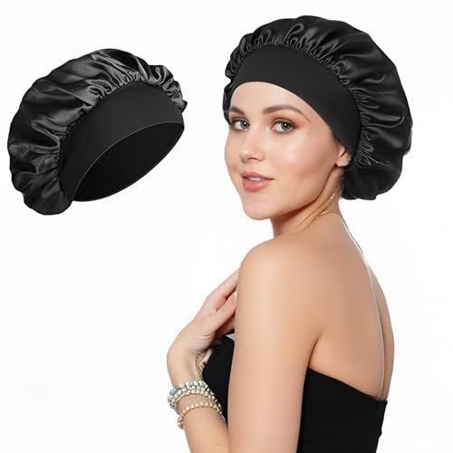 Generico Cuffia Capelli Ricci Morbida – Regolabile, Traspirante e Anti-Crespo – Protezione Notturna per Capelli Ricci, Mossi e Trattati – Nero