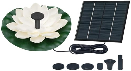 Tressify Solar Fountain Floating, Lotus Garden Decor Outdoor, Pet Plus Monocrystalline Silicon, Nozzle Kit Customizable, As well as Birdbaths Ideal