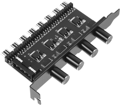 Zerodeko PC Fan Controller Hub 8-channel 4d Interface with Four Knobs 3-pin/4-pin Stepless Speed Regulator for Computer Case Cooling Fans Splitter